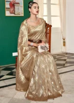 Safari Beige Woven Cotton Silk Saree