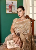 Safari Beige Woven Cotton Silk Saree