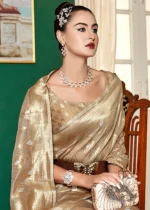 Safari Beige Woven Cotton Silk Saree