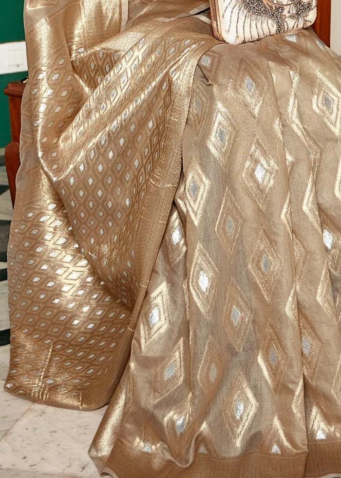 Safari Beige Woven Cotton Silk Saree