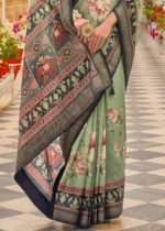 Sage Green Printed Chiffon Silk Saree