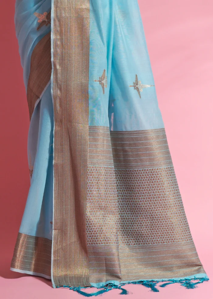 Sky Blue Cotton Saree