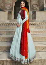 Sky Blue Georgette Anarkali Gown