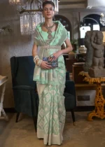 Summer Green Woven Linen Silk Saree