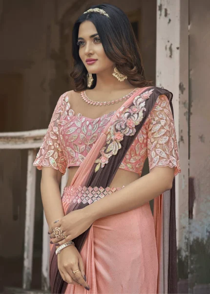 Tonys Pink Ready to Wear Saree