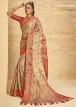 Almond Beige Banarasi Silk Saree