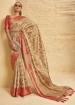 Almond Beige Banarasi Silk Saree