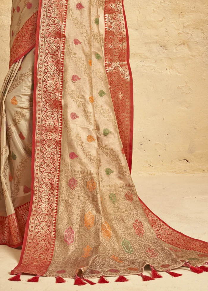 Almond Beige Banarasi Silk Saree