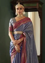 Antique Blue Kanjivaram Silk Saree