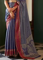 Antique Blue Kanjivaram Silk Saree