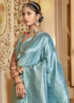 Aqua Blue Kanjivaram Saree