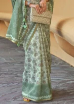 Basil Green Cotton Saree