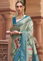 Basil Green Paithani Silk Saree