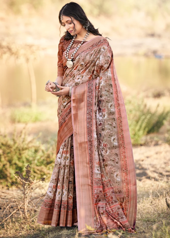 Beaver Brown Cotton Saree