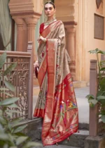 Beige Paithani Silk Saree