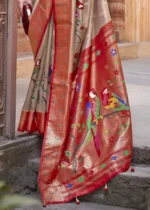 Beige Paithani Silk Saree