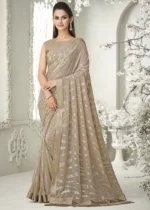 Beige Sequins Saree