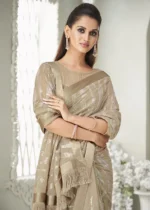 Beige Sequins Saree