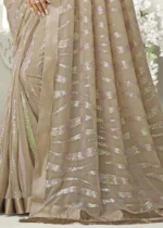 Beige Sequins Saree