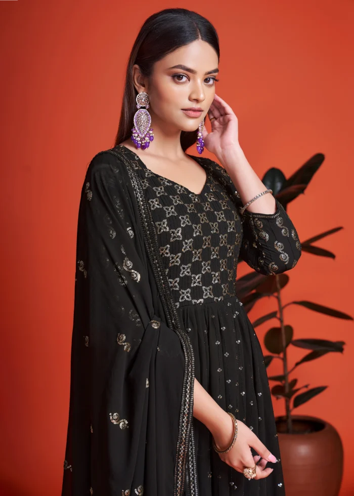 Black Georgette Anarkali Gown