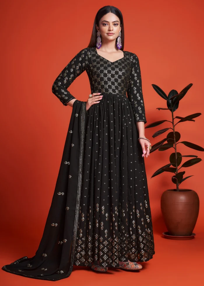 Black Georgette Anarkali Gown