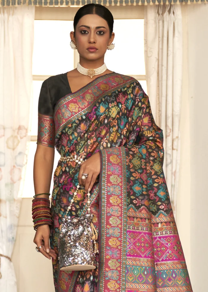 Black Kashmiri Jamawar Saree