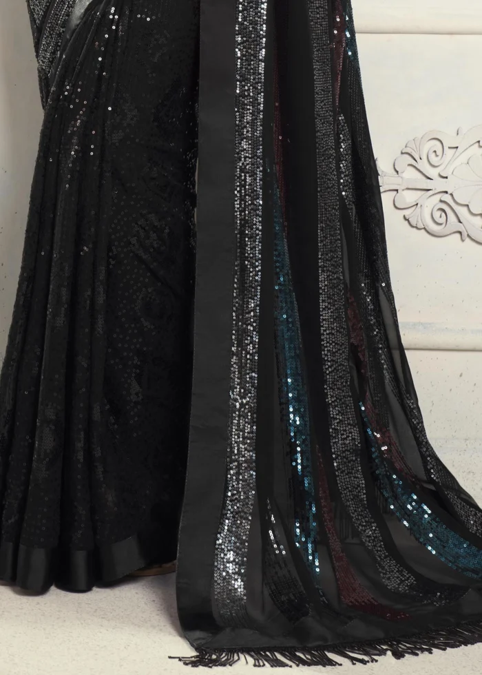 Black Sequins Saree