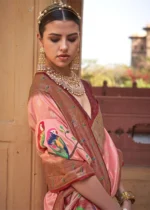 Blush Peach Paithani Silk Saree