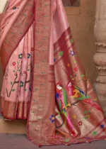 Blush Peach Paithani Silk Saree