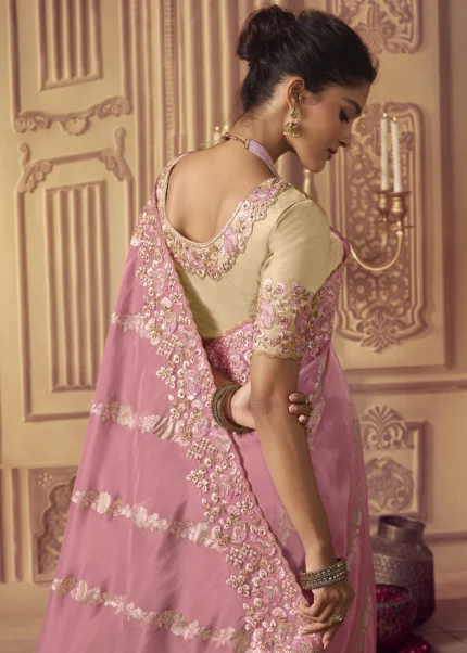 Blush Pink Banarasi Saree