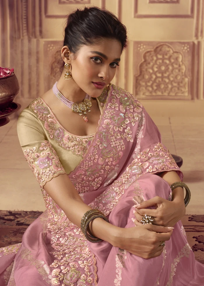 Blush Pink Banarasi Saree