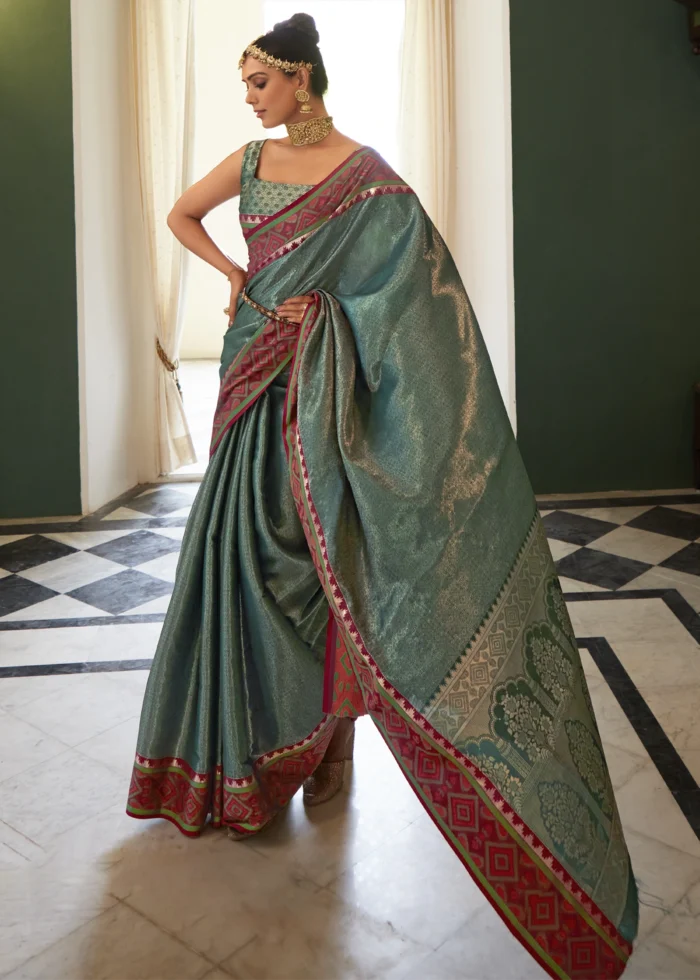 Bottle Green Kanjivaram Silk Saree