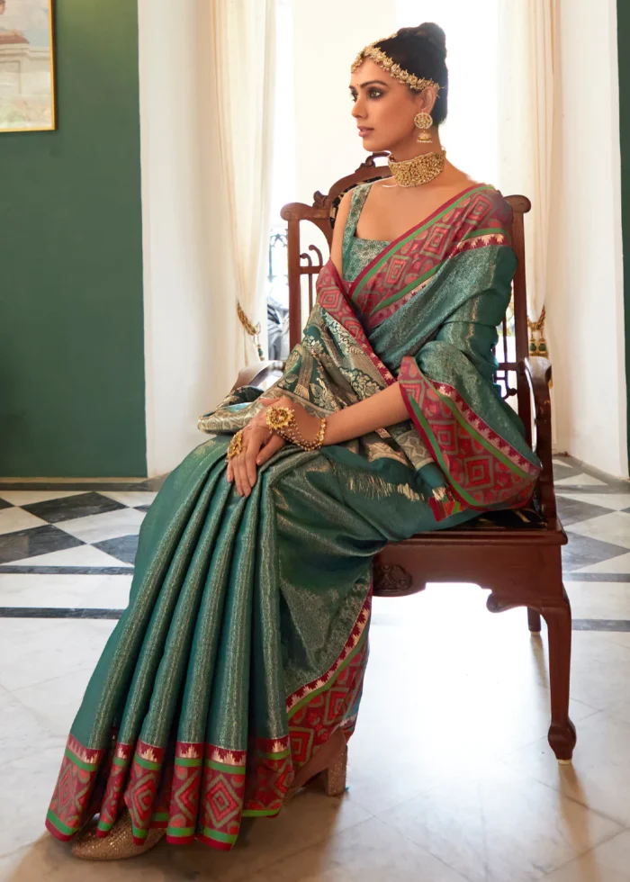 Bottle Green Kanjivaram Silk Saree