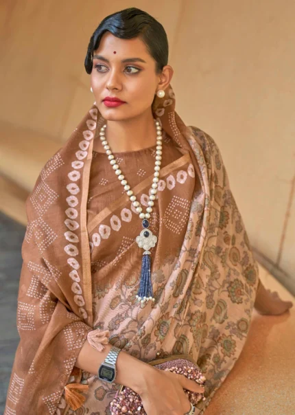 Brown Cotton Saree