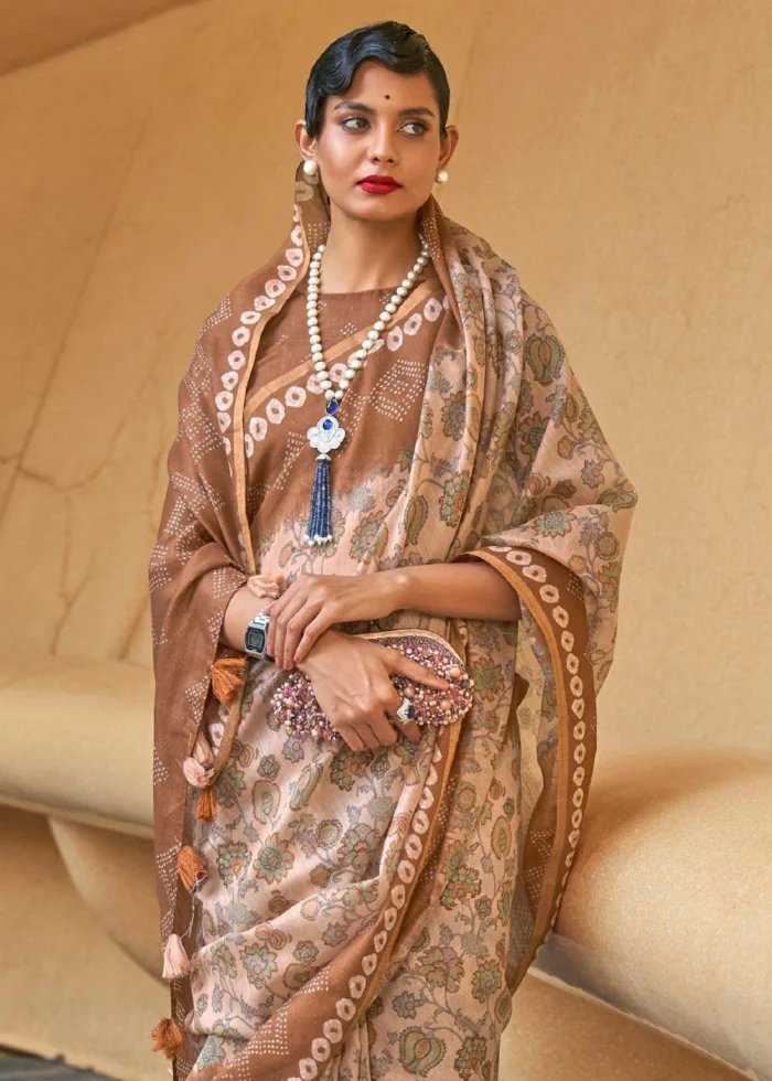 Brown Cotton Saree