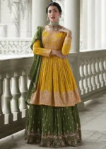 Canary Yellow Anarkali Lehenga Suit