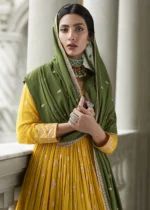 Canary Yellow Anarkali Lehenga Suit