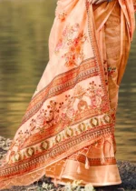 Cantaloupe Orange Cotton Saree