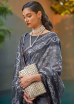 Cool Gray Cotton Saree