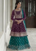 Dark Violet Anarkali Lehenga Suit