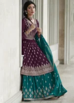 Dark Violet Anarkali Lehenga Suit