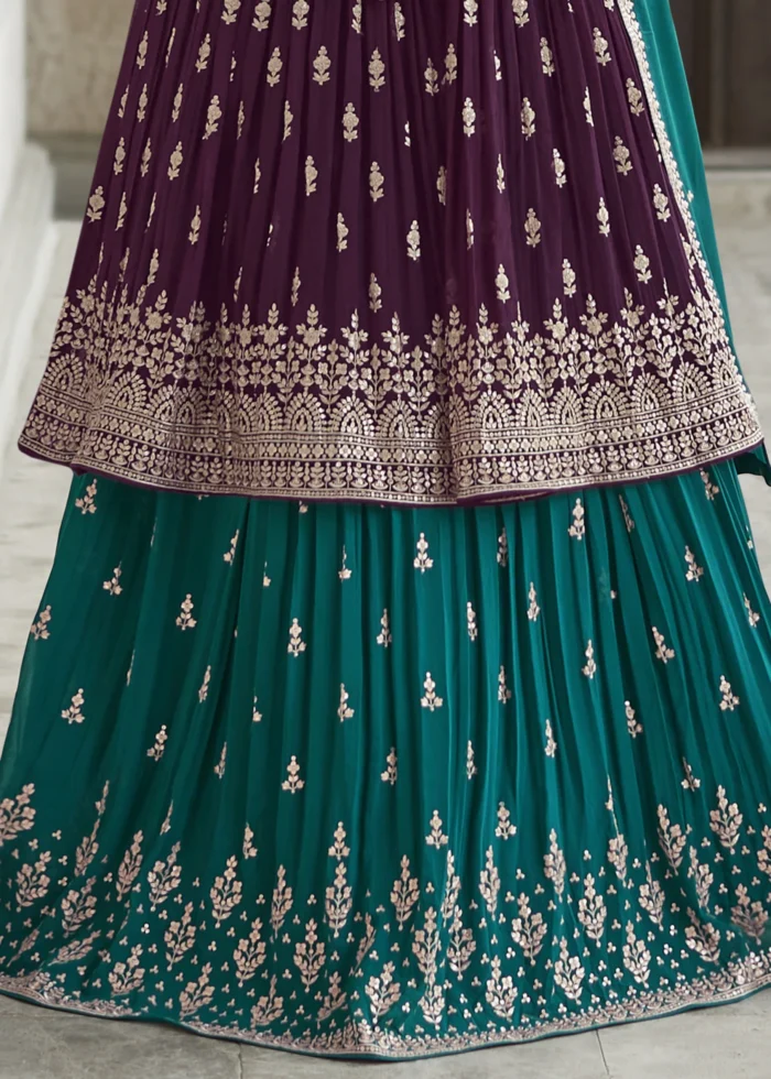 Dark Violet Anarkali Lehenga Suit