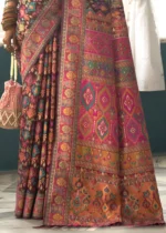 Deep Maroon Kashmiri Jamawar Saree