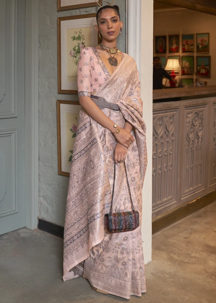 Desert Pink Kashmiri Jamawar Saree