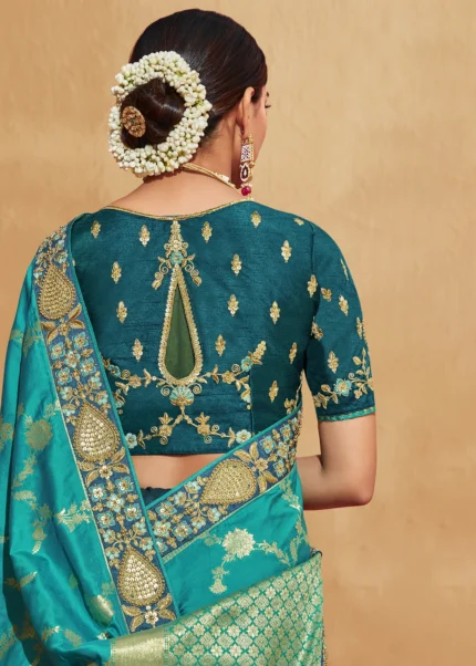 Dual Shade Blue Banarasi Saree