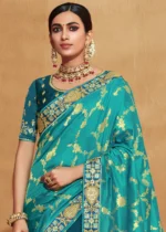 Dual Shade Blue Banarasi Saree