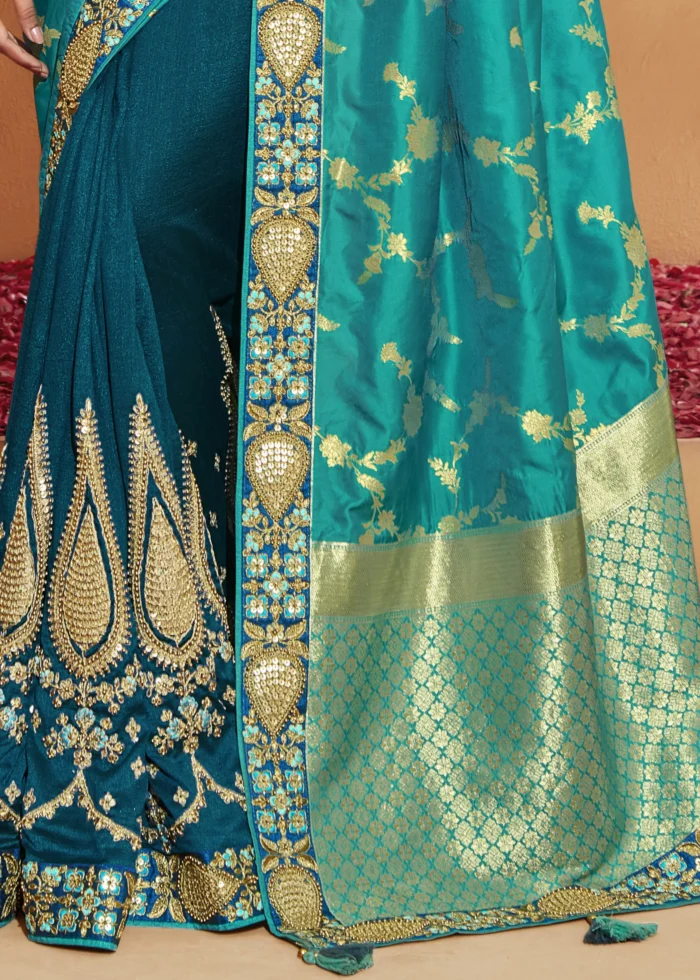 Dual Shade Blue Banarasi Saree