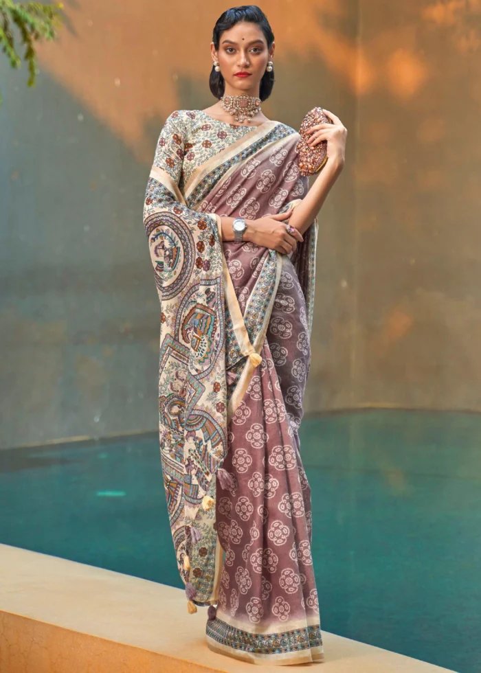 Dusky Purple Cotton Saree