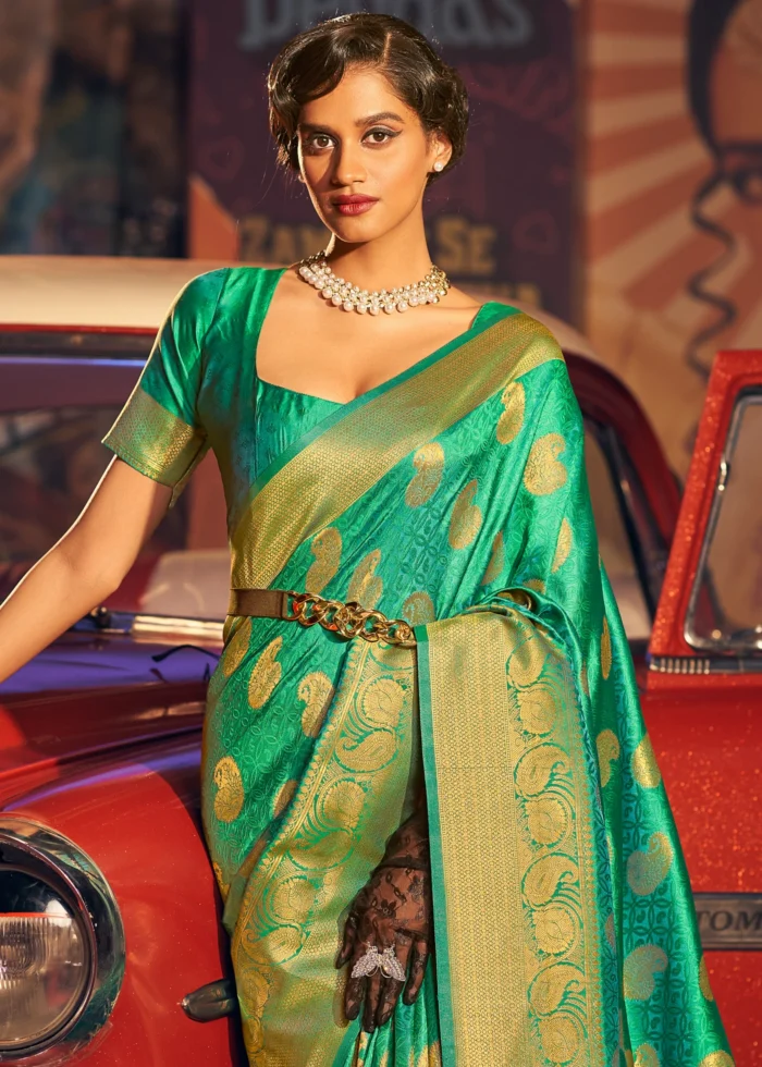 Emerald Green Banarasi Silk Saree