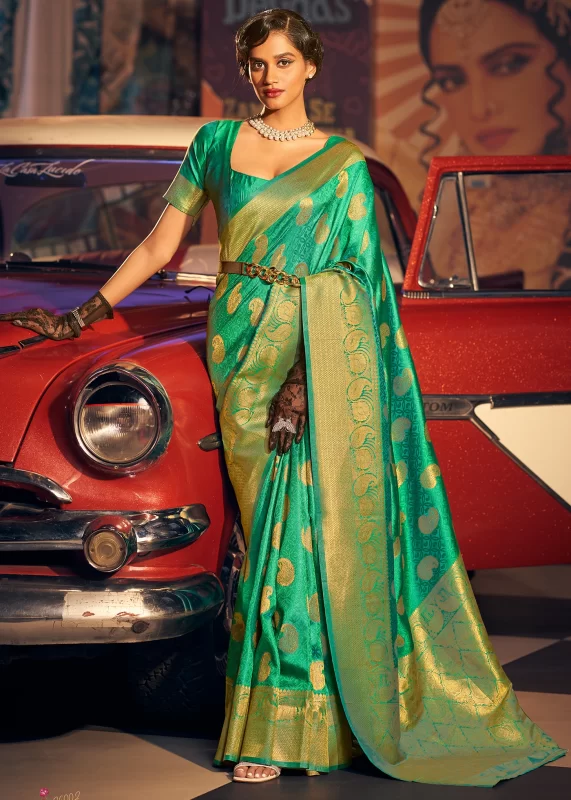 Emerald Green Banarasi Silk Saree